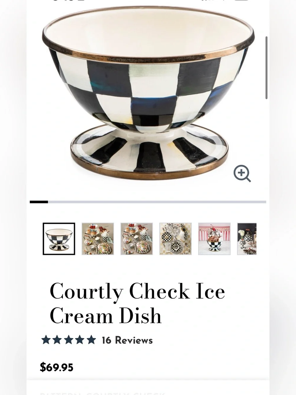 MacKenzie-Childs Courtly Check Enamel Ice Cream Dishes (2) New w/ tags.